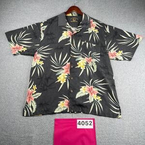 Eagle Dry Goods Silk Tropical Hawaiian Print Shirt Button Up Short Sleeve Men L